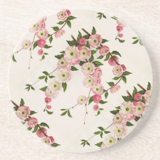 Victorias Rosa Blommar Almond Sandstone Underlägg Sandsten