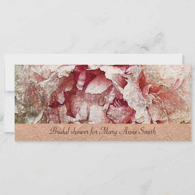 Victorias Rosa peony Inbjudningskort för möhippan (Framsida)