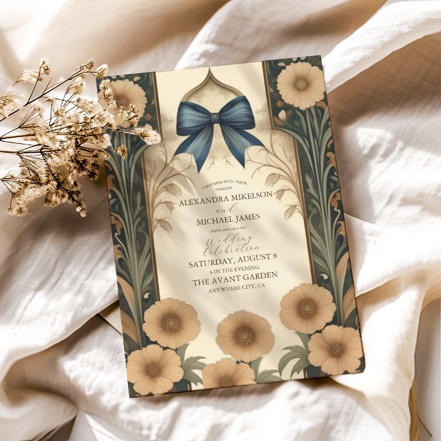 Victorias Vintage Blommigt Art nouveau Bröllop Inbjudningar (Skapare uppladdad)