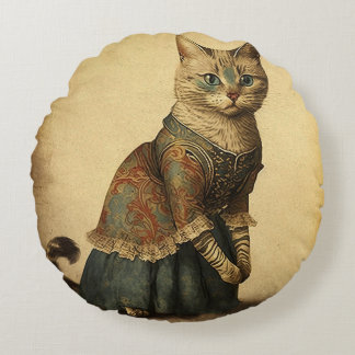 Victorias Vintage Cat Round Dekorativ kudde Cushio