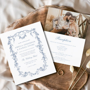Victorias Vintage Fransk Photo All in One Bröllop Flygblad