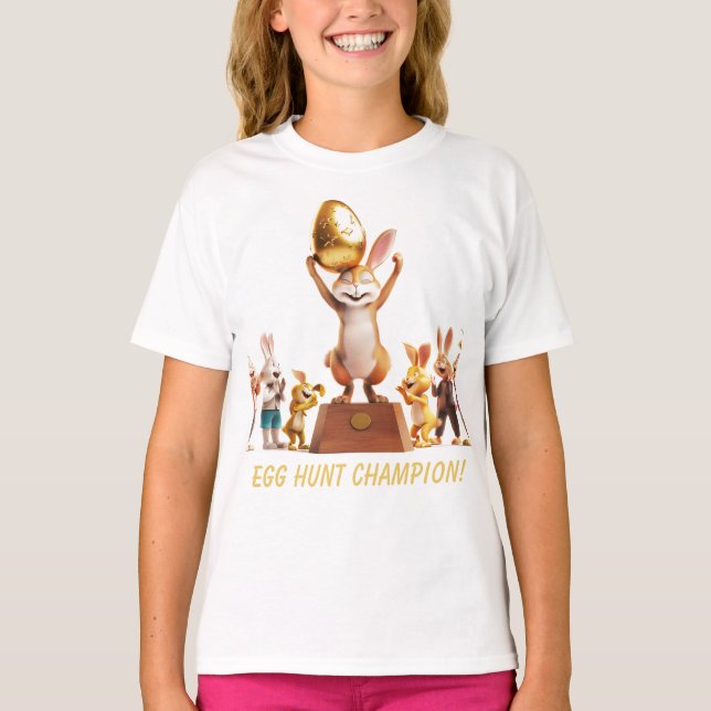 Victorious Bunny Egg Hunt Champion T Shirt (Framsida)