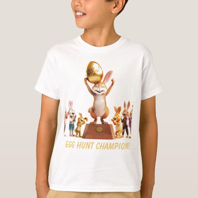 Victorious Bunny Egg Hunt Champion T Shirt (Framsida)