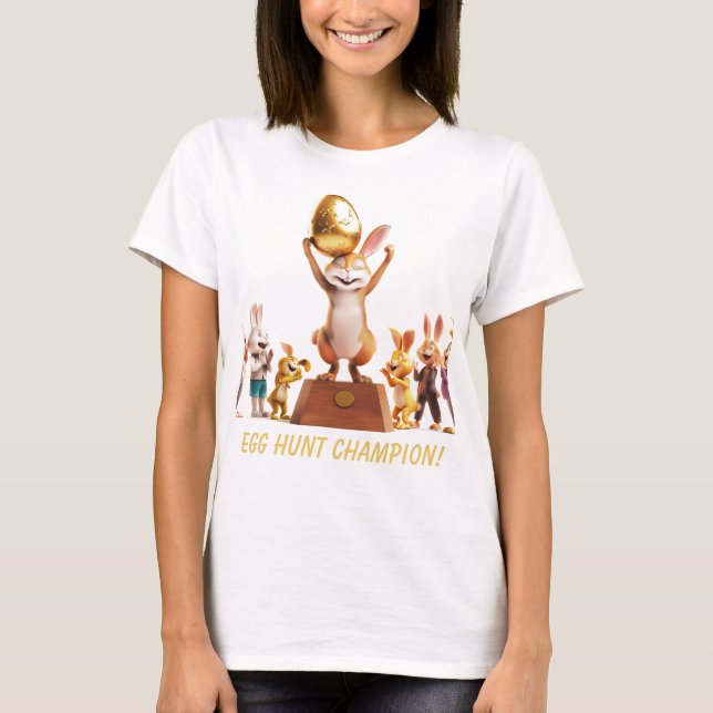 Victorious Bunny Egg Hunt Champion T Shirt (Framsida)