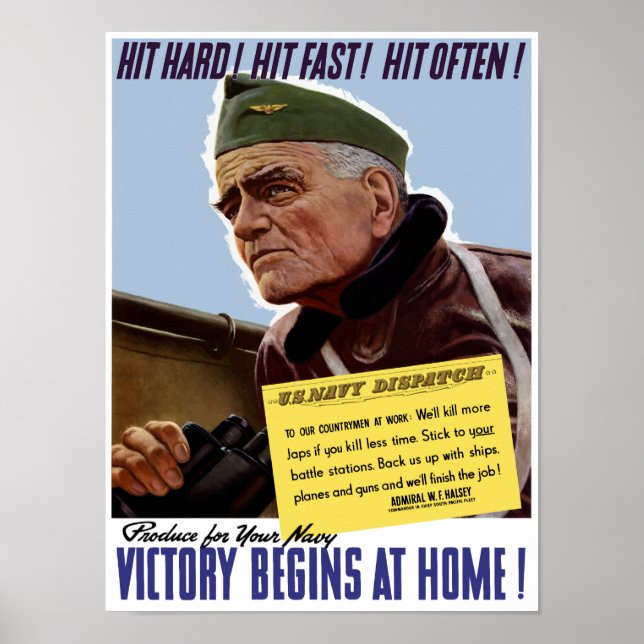 Victory Begins in Home - Bull Halsey Poster (Framsidan)