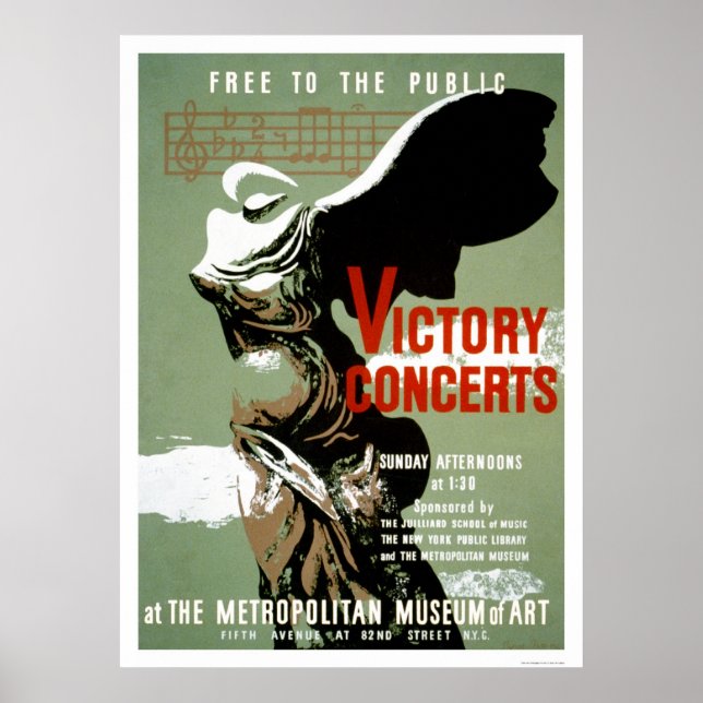Victory Concert Met NYC 1938 WPA Poster (Framsidan)