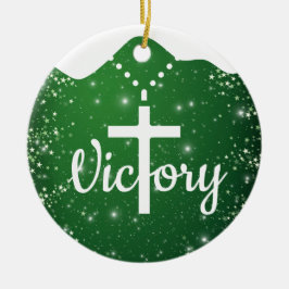 Victory Cross God's Love Inspirational Green ⛪️ 🎄 Julgransprydnad Keramik