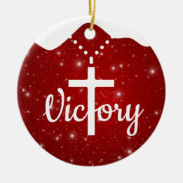 Victory Cross God's Love Inspirational Red  ⛪️ 🎄 Julgransprydnad Keramik
