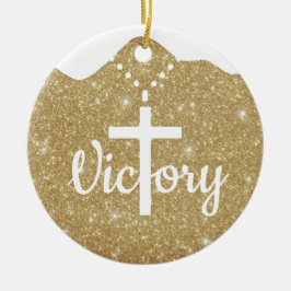 Victory Cross God's Love Inspirational Red  ⛪️ 🎄 Julgransprydnad Keramik