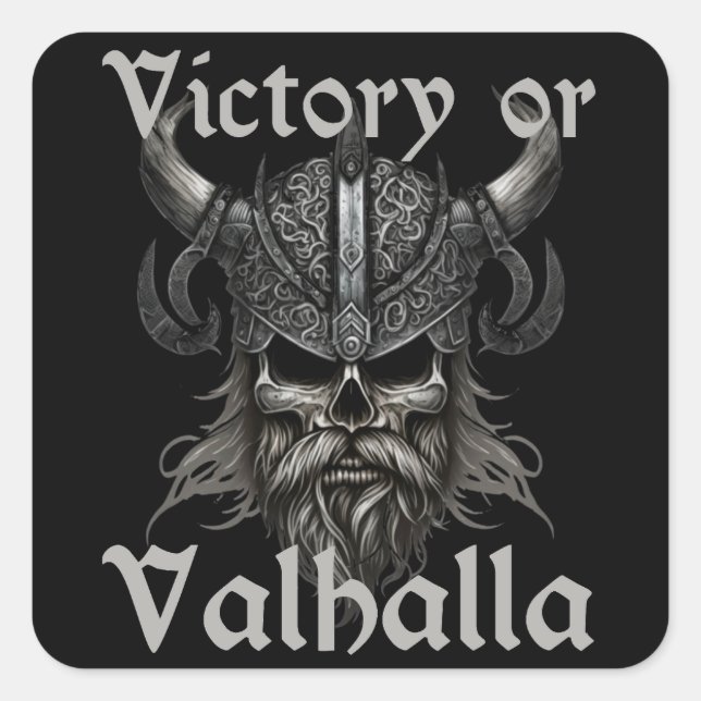 Victory eller Valhalla Fyrkantigt Klistermärke (Framsida)