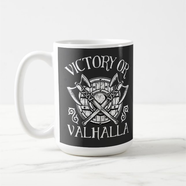 Victory eller Valhalla - Shield och Ax Kaffemugg (Vänster)