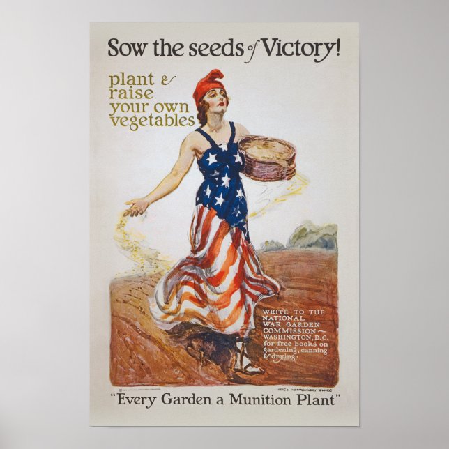 Victory Garden Liberty Sow Seeds WWI Propaganda Poster (Framsidan)