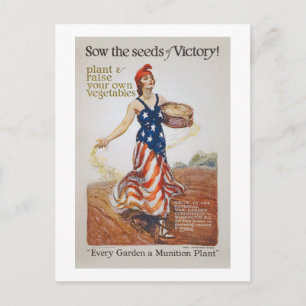 Victory Garden Liberty Sow Seeds WWI Propaganda Vykort