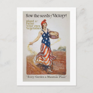 Victory Garden Liberty Sow Seeds WWI Propaganda Vykort