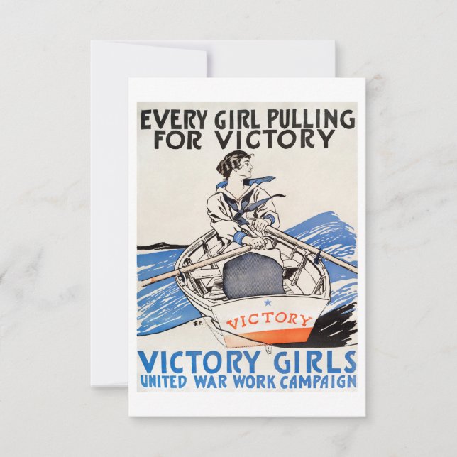 Victory Girls United Krig Work Kampanj WWII Poster Inbjudningar (Framsida)