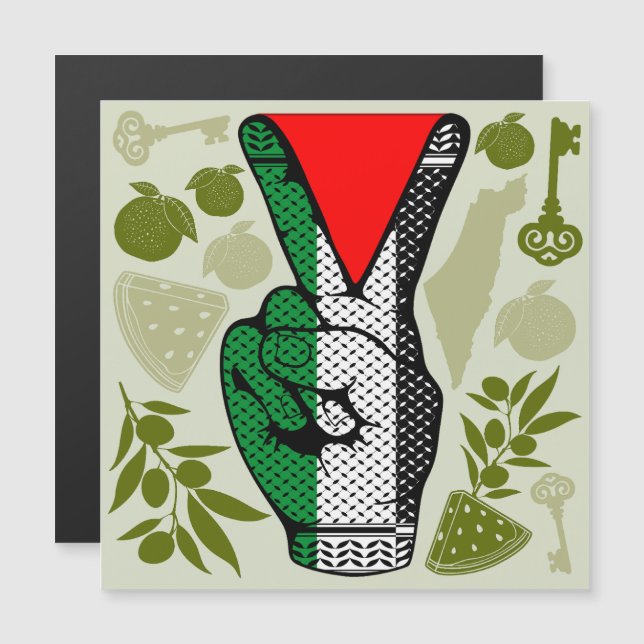 Victory Sign Hand Resistance Red Triangle Symbol (Fram/baksida)