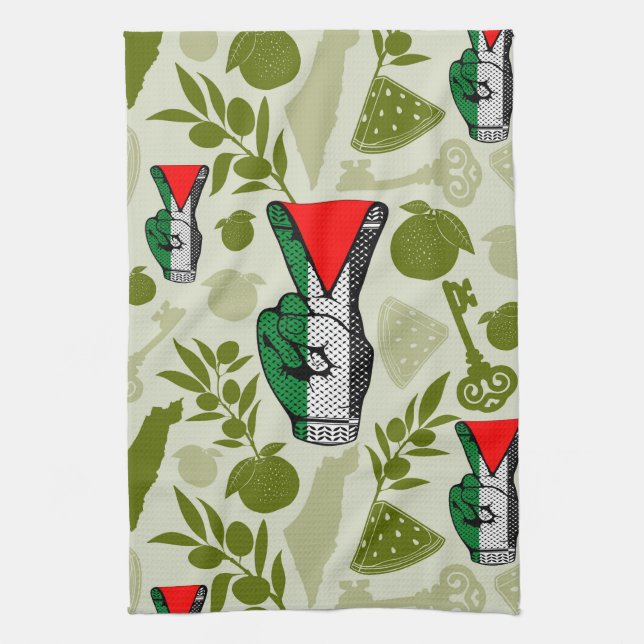 Victory Sign Hand Resistance Red Triangle Symbol Kökshandduk (Vertikal)