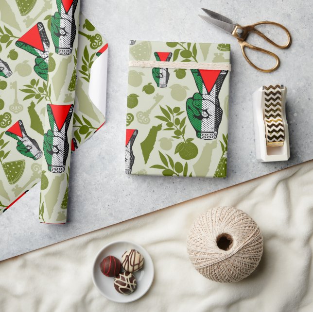 Victory Sign Hand Resistance Red Triangle Symbol Presentpapper (Hantverk)