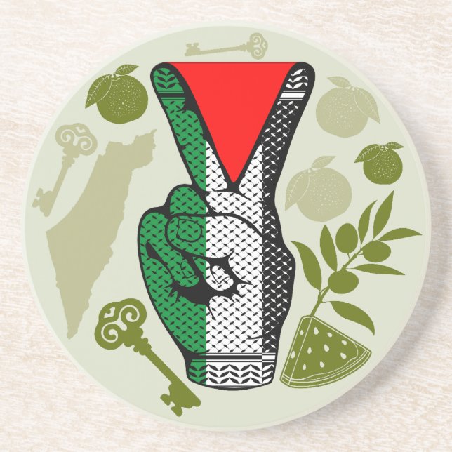 Victory Sign Hand Resistance Red Triangle Symbol Underlägg (Framsidan)