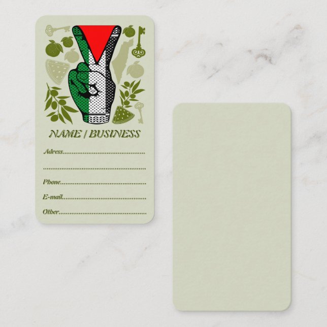 Victory Sign Hand Resistance Red Triangle Symbol Visitkort (Fram/baksida)