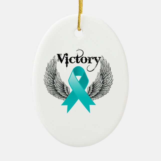 Victory Vingar - Ovariancancer Julgransprydnad Keramik (Framsidan)