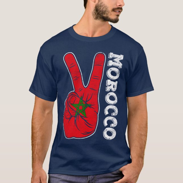 Victorywo Fingers Morocco Flag Patriotic boy T Shirt (Framsida)