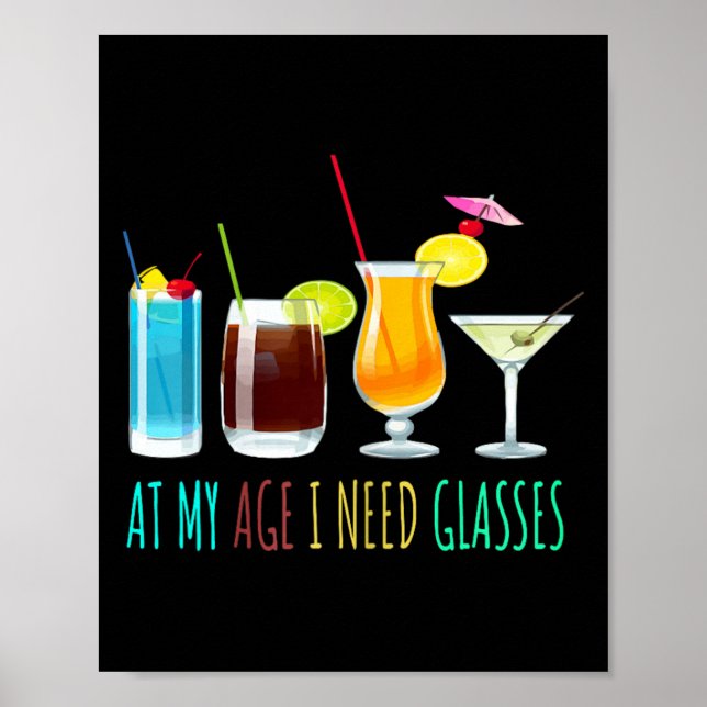 Vid ålder Behöver Glas Roligt Sarkasm Sarksatisk H Poster (Framsidan)