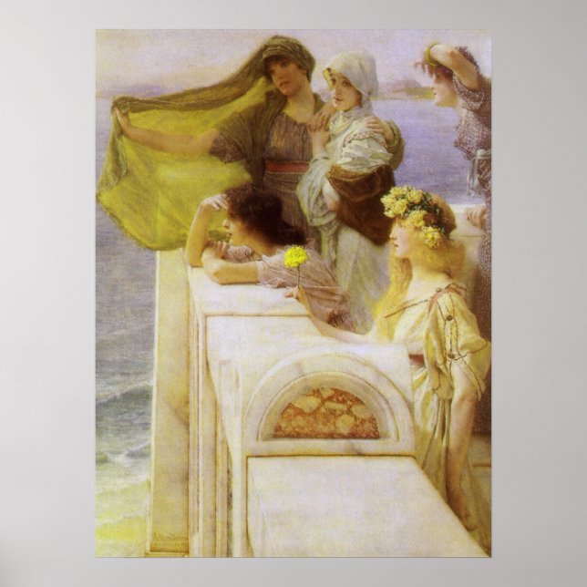 Vid Aphrodite's Cradle av Herr Lawrence Alma Tadem Poster (Framsidan)