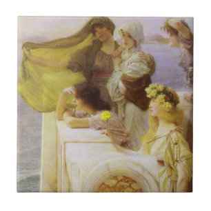 Vid Aphrodites vagga av Sir Lawrence Alma Tadema Kakelplatta