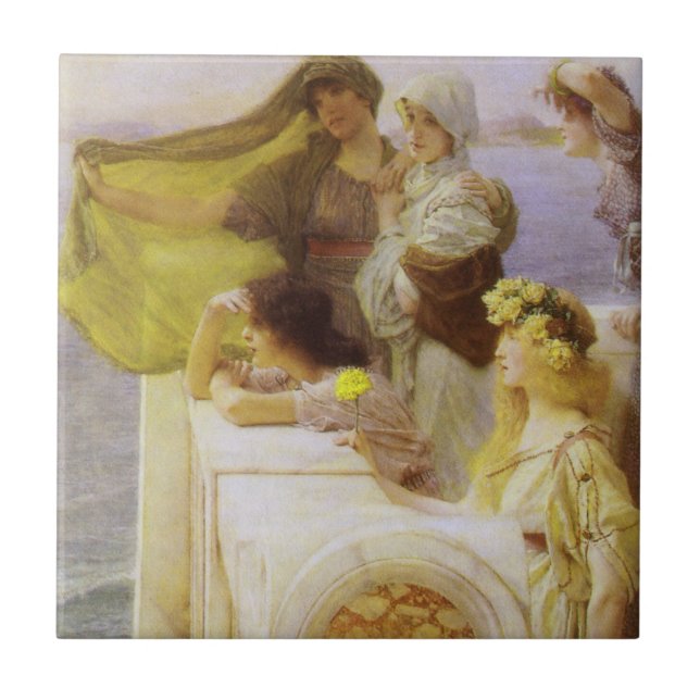 Vid Aphrodites vagga av Sir Lawrence Alma-Tadema Kakelplatta (Framsidan)