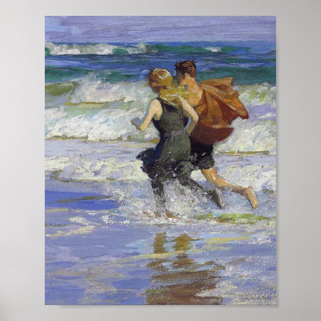 Vid Beach av Edward Henry Potthast Poster (Framsidan)