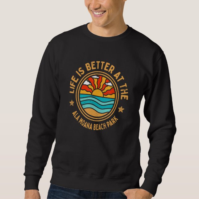 vid Beach Park Ocean Humor Sommaren Lång Ärmad Tröja (Framsida)