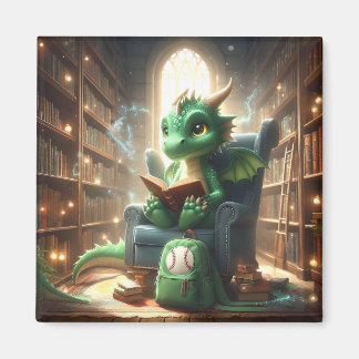 Vid Bibliotek - Grönt Dragon Magnet