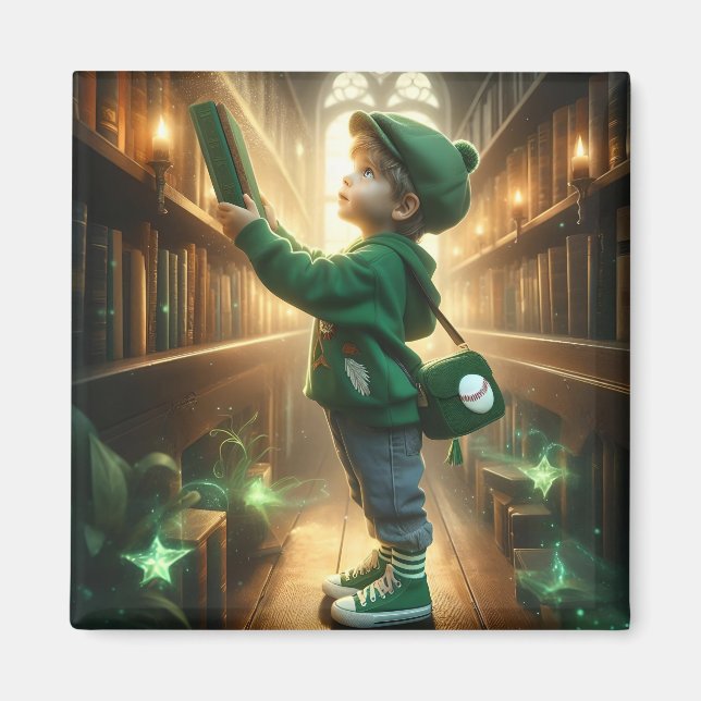 Vid Bibliotek - Grönt Magnet (Framsidan)