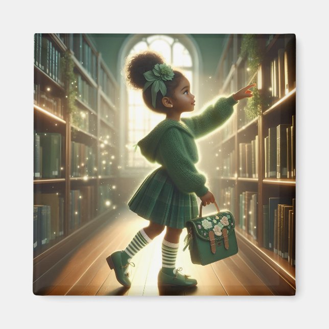 Vid Bibliotek - Grönt Magnet (Framsidan)