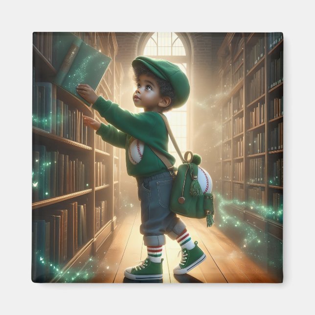 Vid Bibliotek - Grönt Magnet (Framsidan)