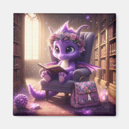 Vid Bibliotek - Lila Dragon Magnet