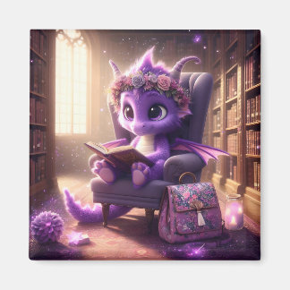Vid Bibliotek - Lila Dragon Magnet