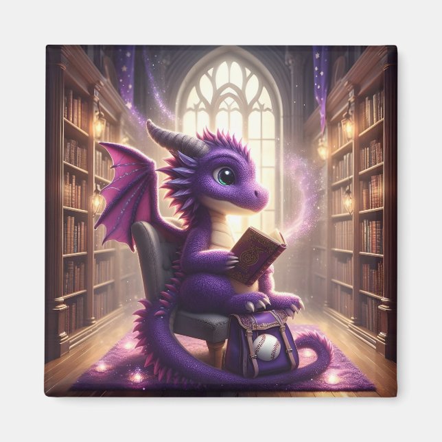 Vid Bibliotek - Lila Dragon Magnet (Framsidan)