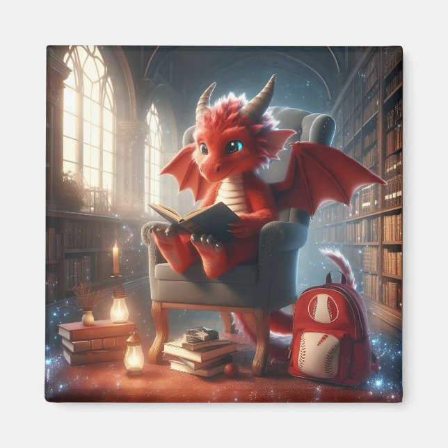 Vid Bibliotek - Röda draken Magnet (Framsidan)