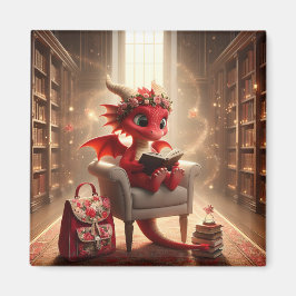 Vid Bibliotek - Röda draken Magnet