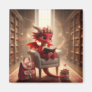 Vid Bibliotek - Röda draken Magnet