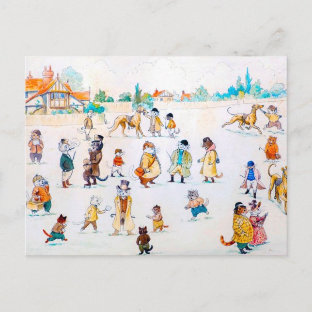 Vid Cat-Town Tävling, Louis Wain Vykort (Framsida)