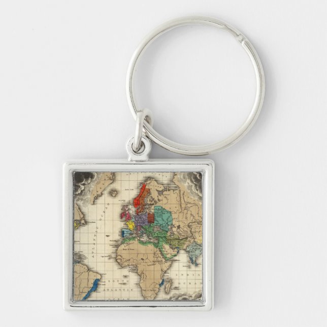 Vid Charles V 1551:s död Fyrkantig Silverfärgad Nyckelring (Framsidan)