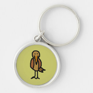 VID den skraj fågeln Keychain Rund Silverfärgad Nyckelring
