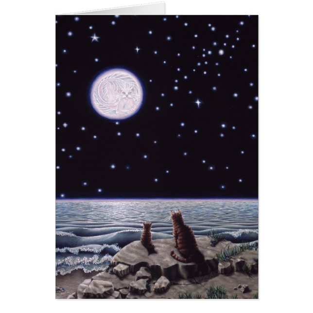 Vid det ljust av kattfiskmånen hälsningskort (Framsidan)