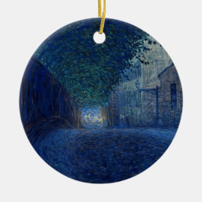 Vid Dusk (Nattlandskap) (kvällsscen) Julgransprydnad Keramik (Framsidan)