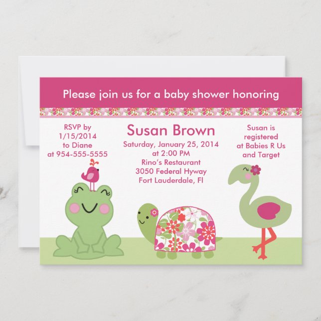 Vid en inbjudan till en damm/turtil/Baby Shower (Framsida)