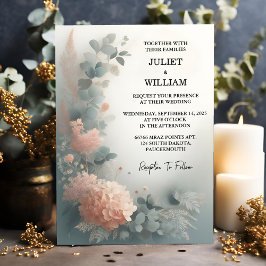 Vid Eucalyptus Snöre Tulle Pastel Dusty Blue Bröll Inbjudningar