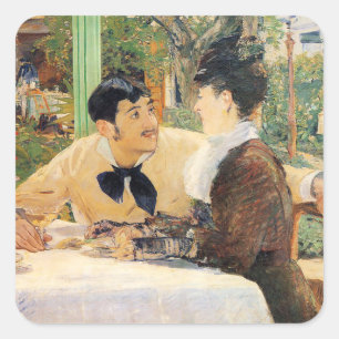 Vid Far Lathuilles Edouard Manet Fyrkantigt Klistermärke